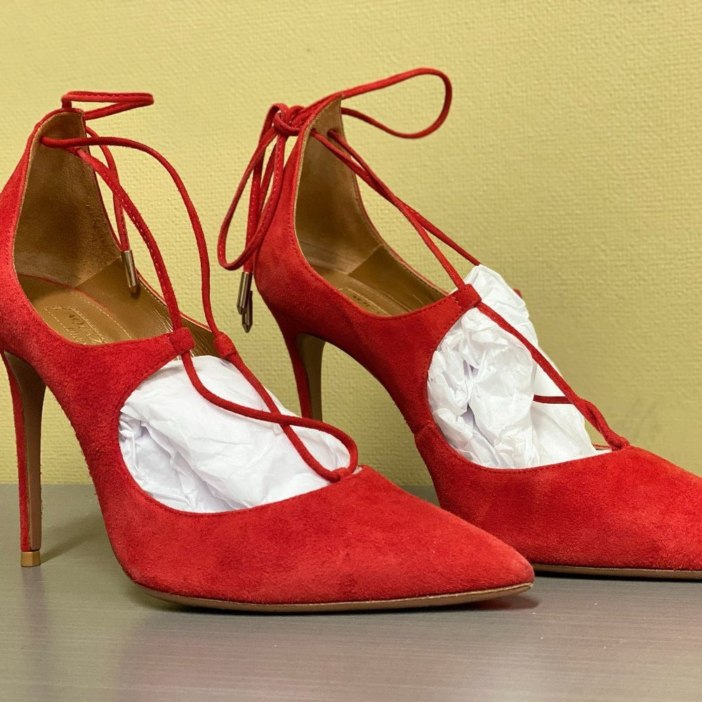 Aquazzura Red Lace Up Heels